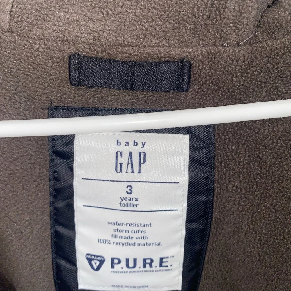 GAP Boys Puffer Jacket Size 3T Navy Hooded Fleece Lined Winter Coat